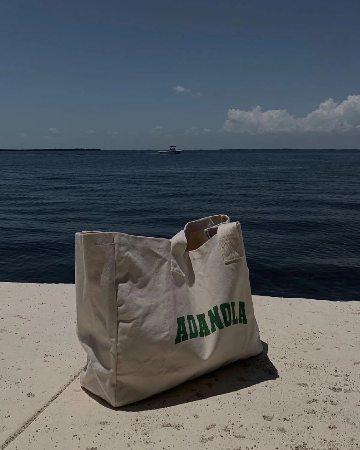 Varsity Tote Bag - Cream/Green | Adanola UK