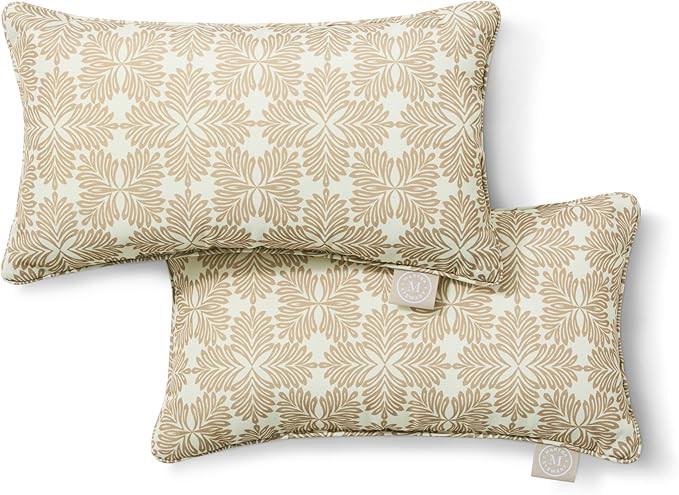 Martha Stewart Tulum Indoor Outdoor Decorative Lumbar Pillow 2-Pack Set, UV Fade Resistant, Water... | Amazon (US)