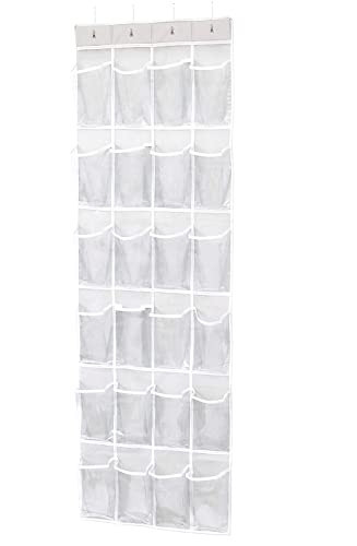 ManGotree Over the Door Shoe Organizer, Clear Hanging Shoe Rack Holder with 24 Pockets, Foldable Shoe Storage for Slippers, Sandals, High Heels, Sneakers or Accessories (Transparent) | Amazon (US)