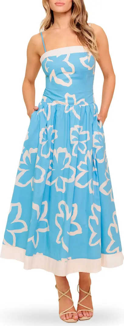 Floral Print Cotton Fit & Flare Midi Dress | Nordstrom Rack