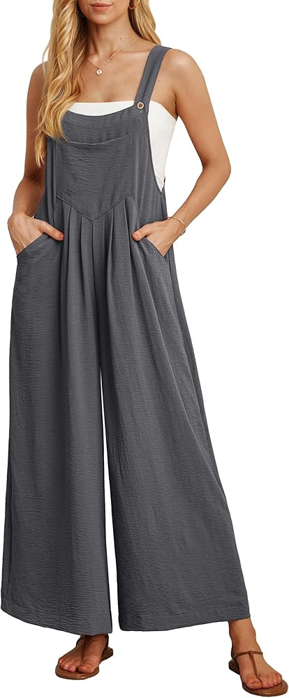 IWOLLENCE Women's Summer Jumpsuits Boho Wide Leg Overalls Casual Loose Rompers with Pockets 2026 | Amazon (US)