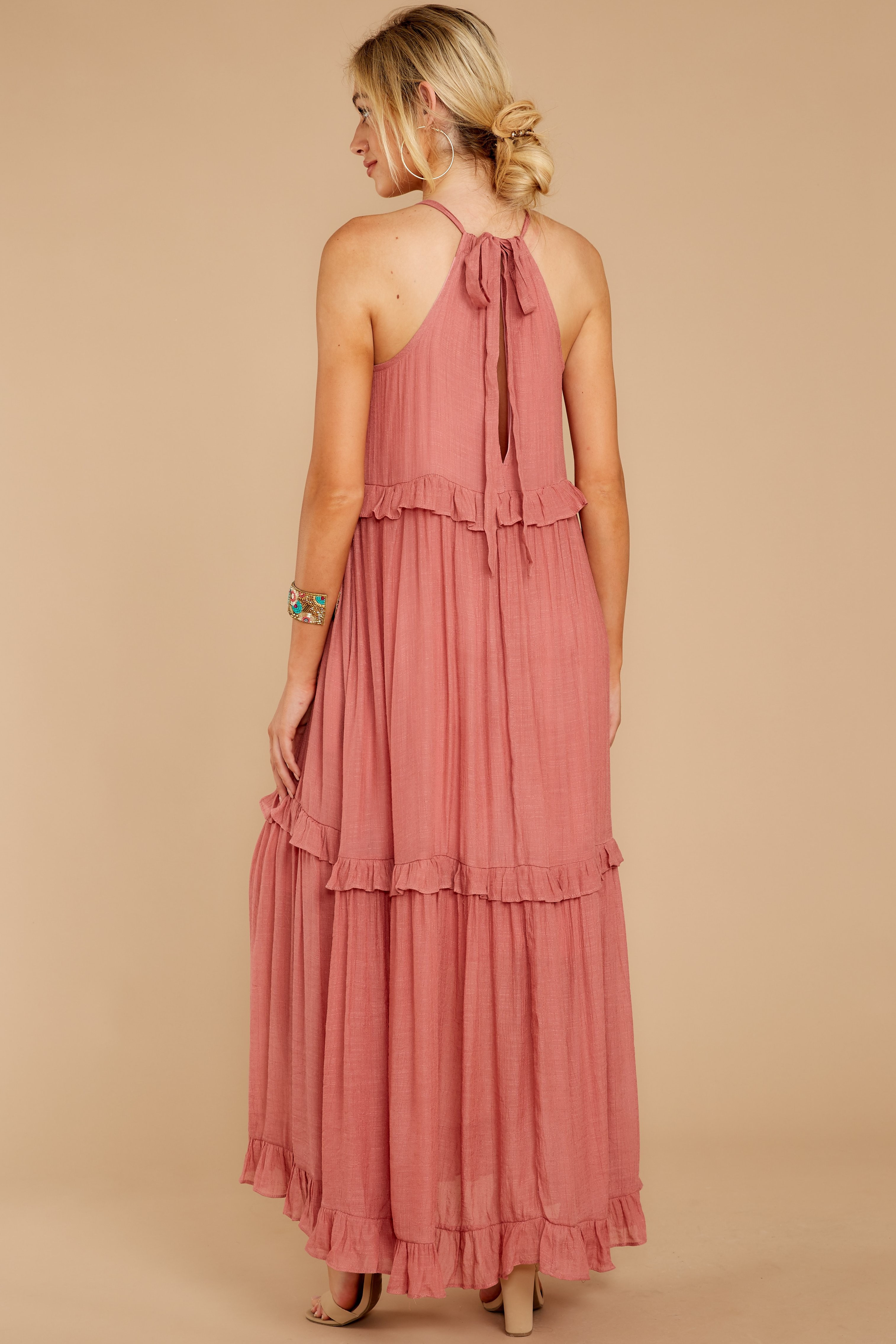 Inspire Chic Baroque Rose Maxi Dress | Red Dress 