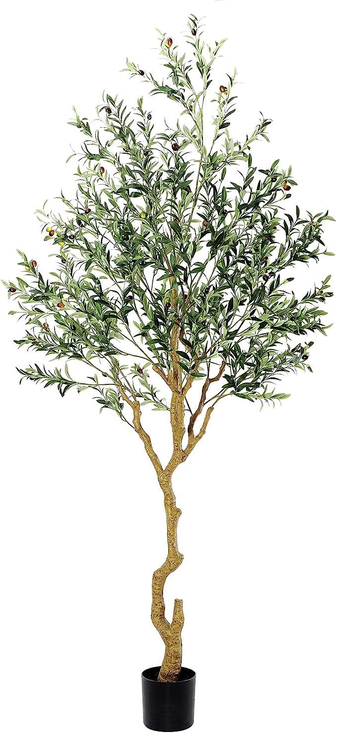 Tall Faux Olive Tree，8ft（96in） Realistic Potted Silk Artificial Olive Tree， Fake Olive Tr... | Amazon (US)