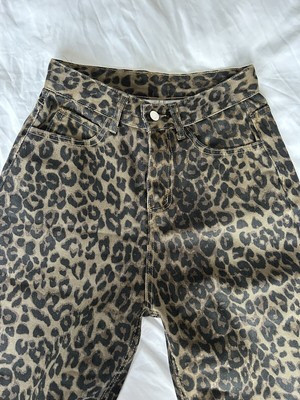Women’s Cheetah Leopard Print Wide Leg High Waisted Jeans Trousers  | eBay | eBay UK