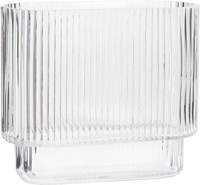 YANWE1 Ribbed Vase, Clear Glass Vase, Flower Vase for Centerpieces, Modern Vase, Fluted Glass Vas... | Amazon (US)