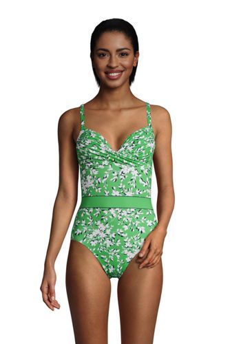 Draper James x Lands' End Women's Tummy Control Chlorine Resistant Wrap One Piece Swimsuit | Lands' End (US)