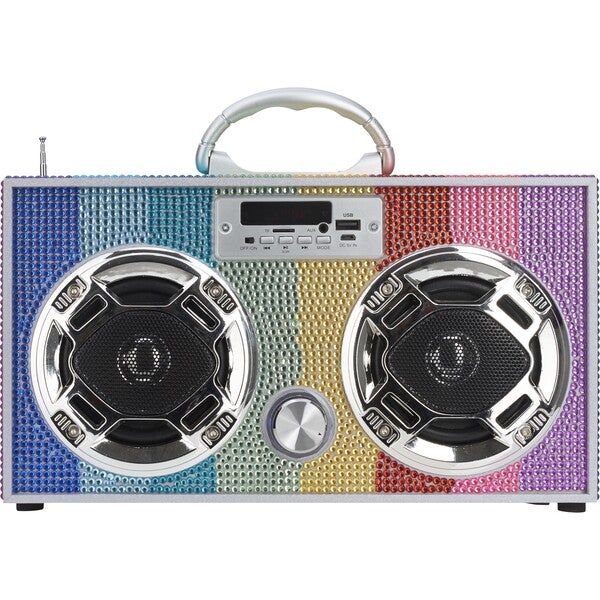 Bluetooth Mini Boombox, Rainbow Bling - Wireless Express Featured | Maisonette | Maisonette