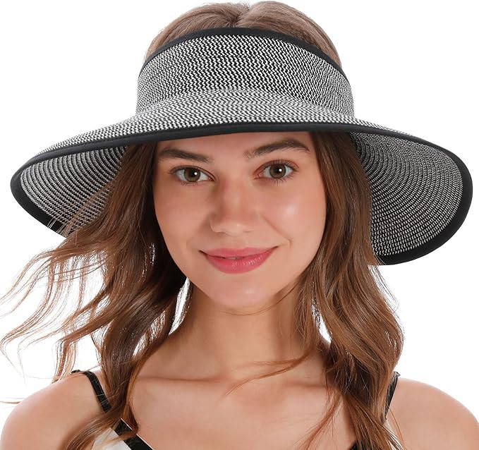 Simplicity Women's Summer Foldable Wide Brim Beach Hats Straw Sun Visor Hats | Amazon (US)