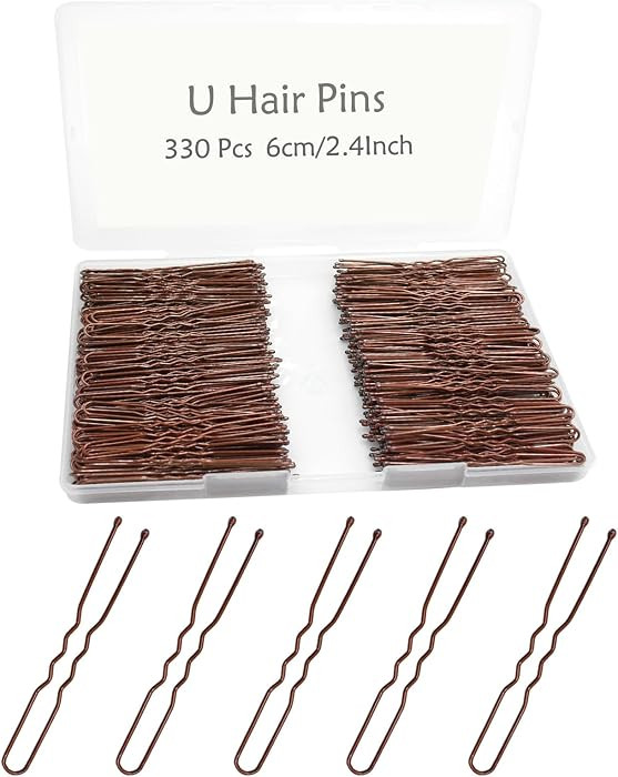 330 Count U Shaped Hair Pins Brown, YINGFENG 2.4inch Brown Bun Pins Bun Hair Pins for Women Girls... | Amazon (US)