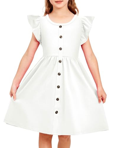 Arshiner Girls White Dress Toddler Summer Wedding Guest Flower Girl Dresses 6-7 Years | Amazon (US)