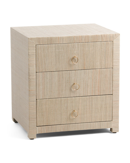 3 Drawer Raffia Side Table | TJ Maxx