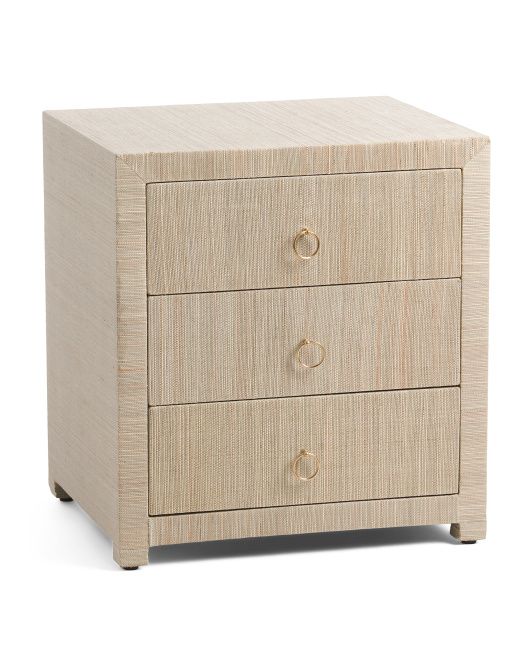 3 Drawer Raffia Side Table | TJ Maxx