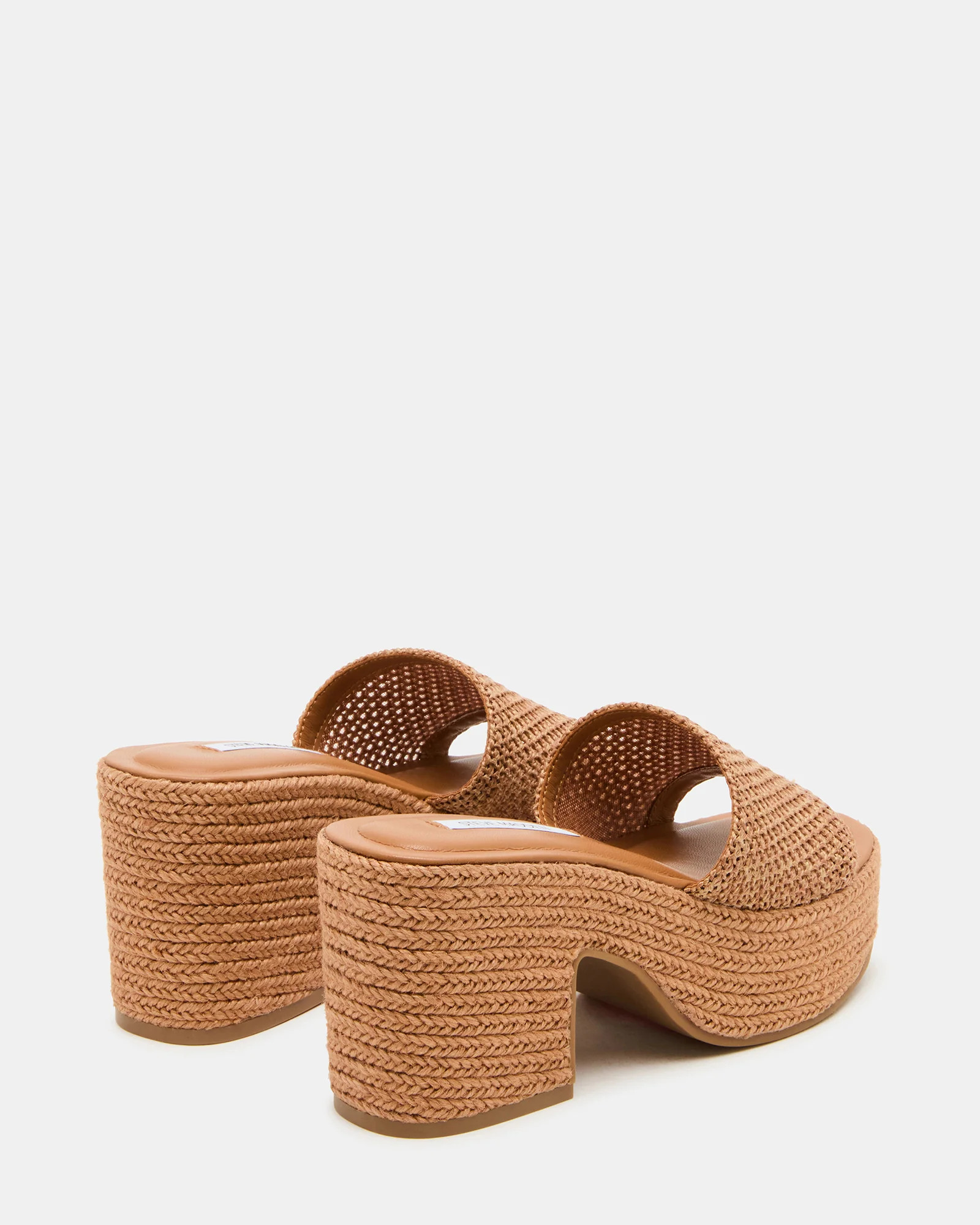 TRIPPY Cognac Raffia Platform Mule Women's Sandal | Steve Madden (US)