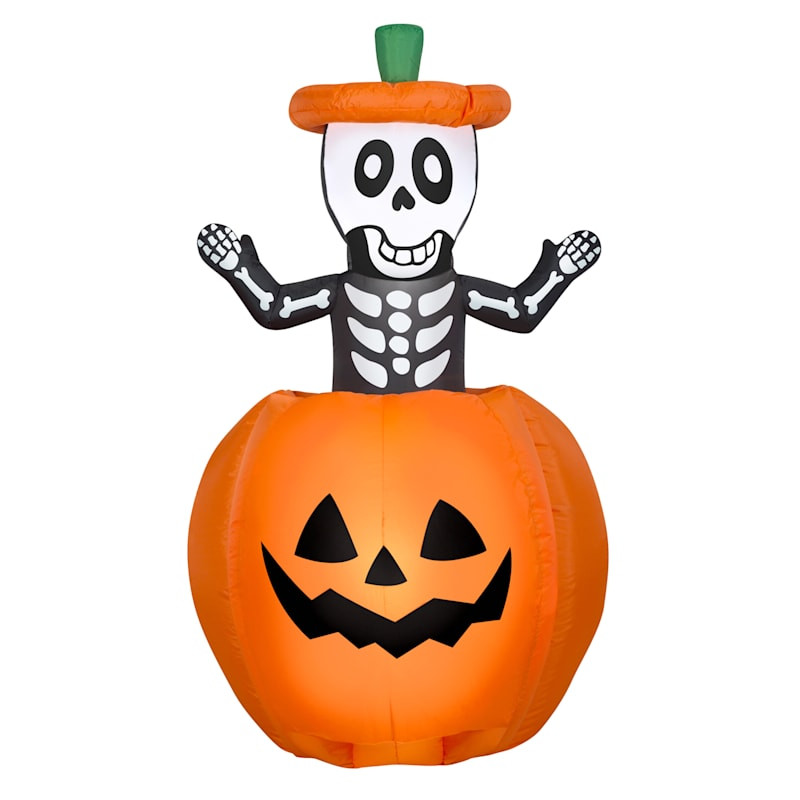 Inflatable Halloween Skeleton Jack-o'-Lantern Pop-Up, 59.8" | At Home