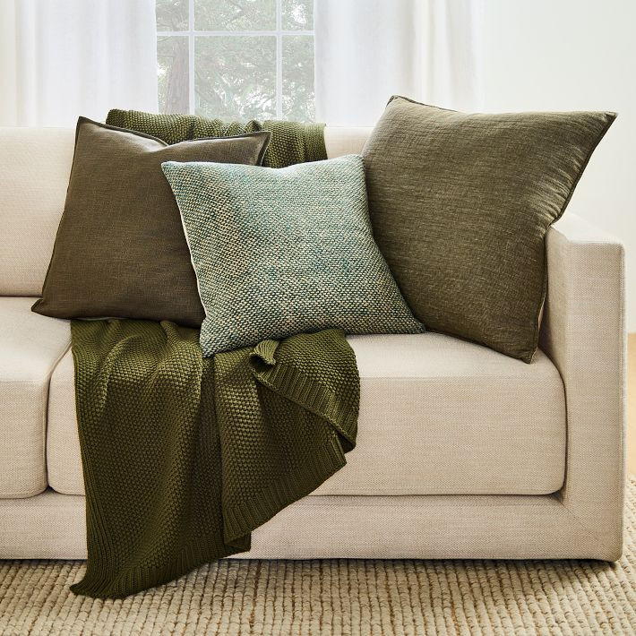 Linen Knit Pillow Cover & Throw Set | West Elm (US)