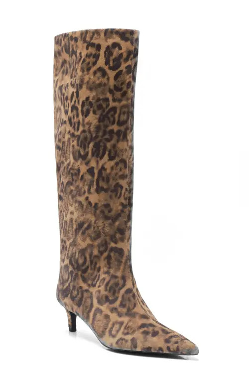 Free People Kiki Knee High Boot in Spotted Leopard Suede at Nordstrom, Size 7 | Nordstrom
