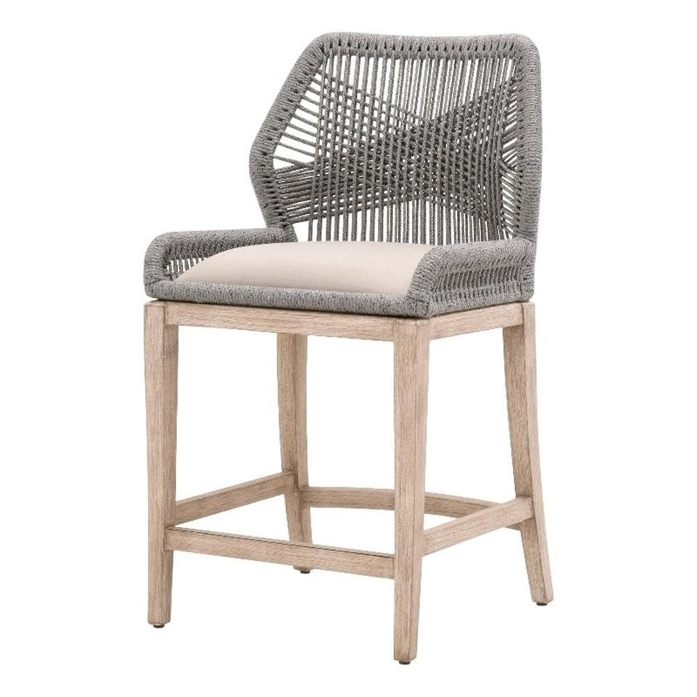 MAKLAINE Transitional Woven Loom 26" Fabric Counter Stool in Light Gray | Amazon (US)