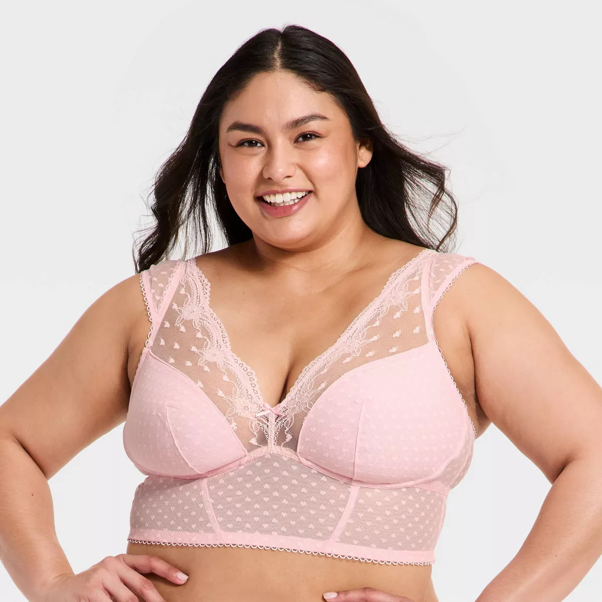 Women's Heart Lace Bra Top - Wild Fable™ Light Pink XXL | Target