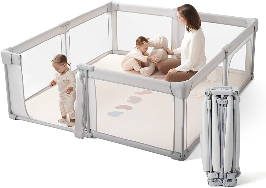 Baby Playpen Portable, Pre-Assembled Play Pen 71x79 Large Foldable Playpen for Babies and Toddler... | Amazon (US)