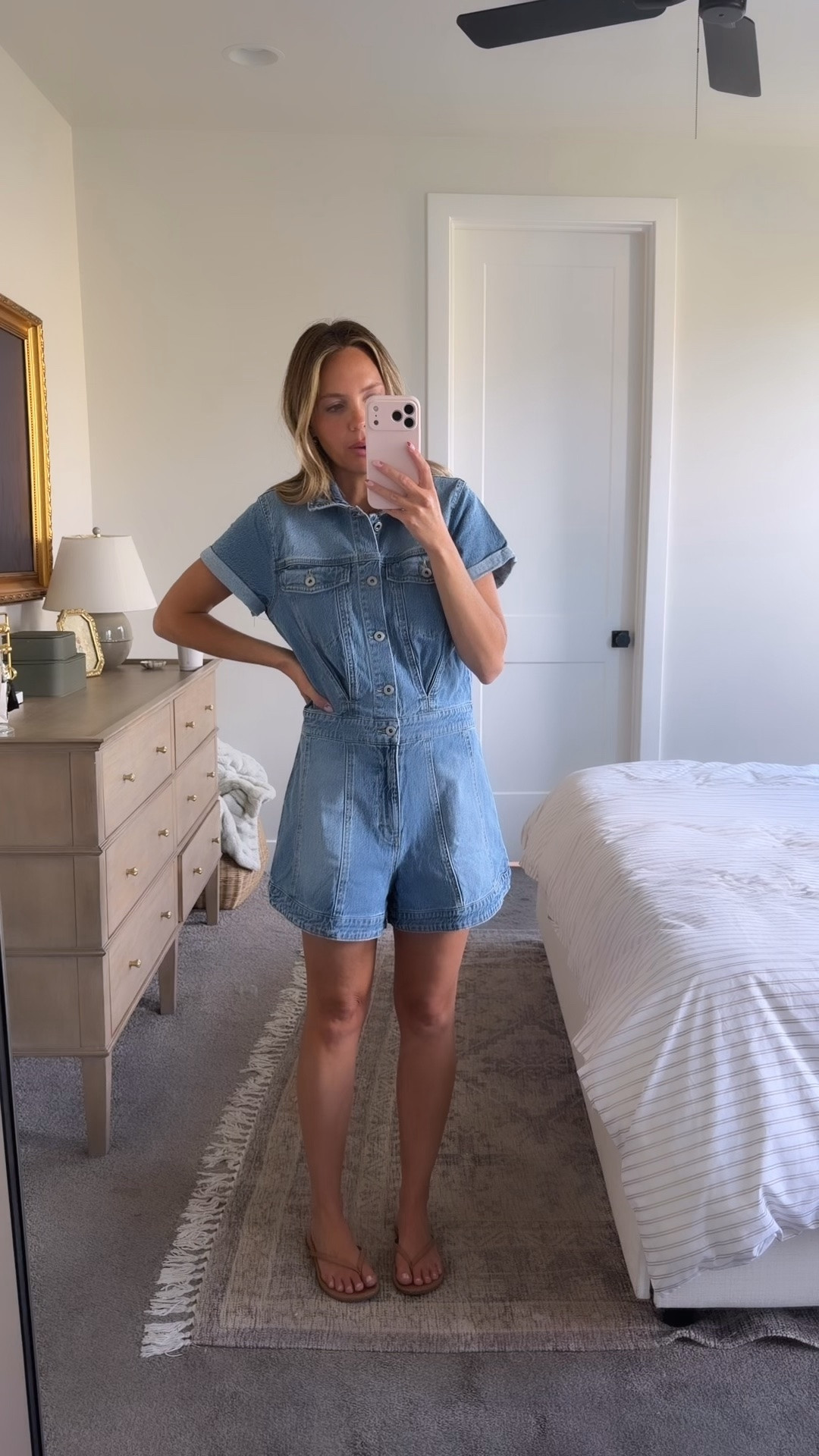 The perfect denim romper! Wearing size XS!