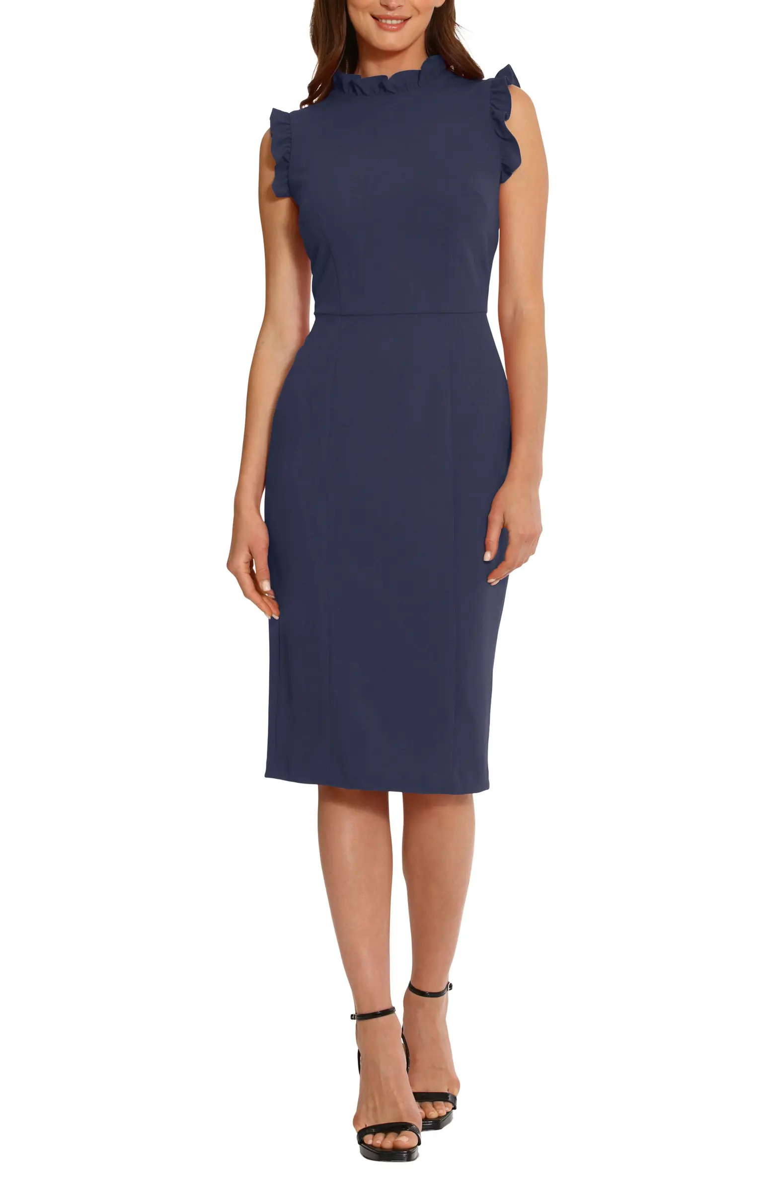 Maggy London Ruffle Mock Neck Sheath Dress | Nordstromrack | Nordstrom Rack