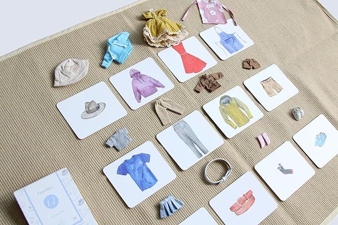 Montessori Language Materials Objects with Similar Cards 12pcs Mini Clothing Replicas with Cards | Amazon (US)