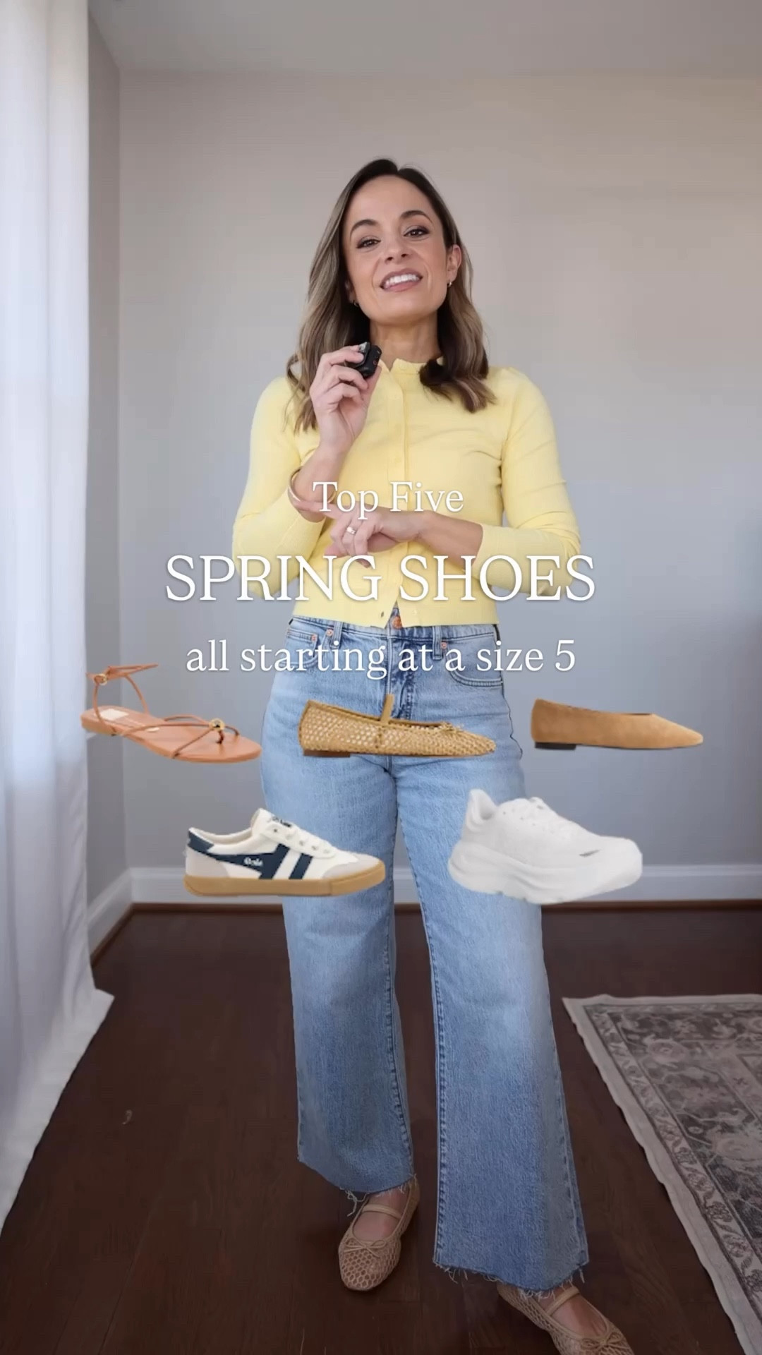 The five pairs of shoes I’ll be wearing all spring and summer! 

Sandals (Dolce Vita): true to size, but are tight across the toes at first and need a break in period 

Mesh flats (J.Crew Factory): true to size, comfortable and walkable out of the box 

Suede flats (Madewell): true to size, break in period around the ankle, otherwise comfortable and walkable 

Gola sneakers: true to size, comfortable and walkable

Bondi sneakers: true to size - my go to for tons of walking

Also linked the J.Crew sandals I found after I made this post that aren’t tight on the toes and have a cushioned footbed 

For reference,I wear a size 5 

Jeans (J.Crew Factory): 24 classic, true to size 
Cardigan (J.Crew): xxs - could size up if in between sizes 

My measurements for reference: I’m 4’10” and 105lbs. My bust, waist, and hip measurement is 32”, 24”, and 36”.

#LTKPetite