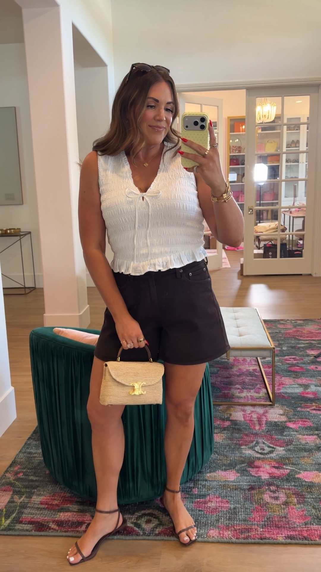 curvy midsize summer look! wearing size medium in white smocked top and size 30 on chocolate brown denim 🤎

#LTKxAbercrombie #LTKSeasonal #LTKMidsize