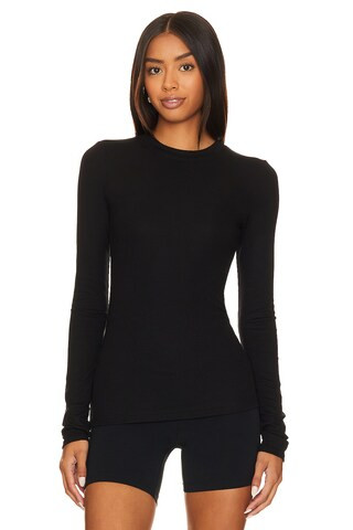 Splits59 Louise Rib Long Sleeve Top in Black from Revolve.com | Revolve Clothing (Global)
