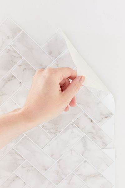 Herringbone Tile Adhesive Backsplash Decal Set - White at Urban Outfitters | Urban Outfitters (US and RoW)