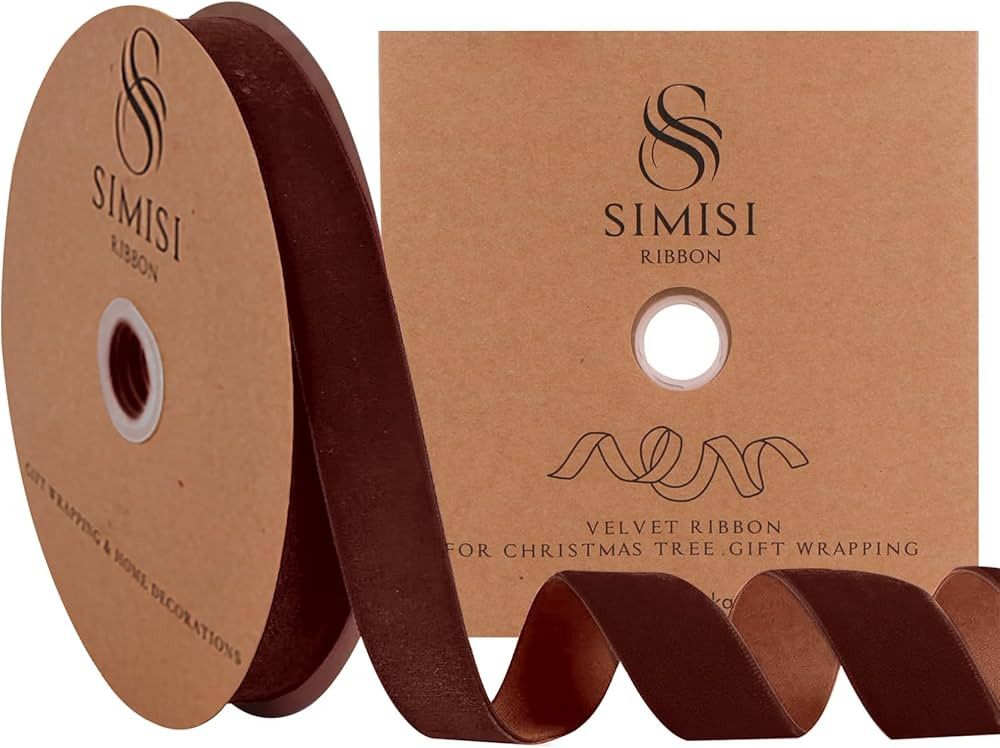 Brown Velvet Ribbon 1'' 25 Yards for Chritstmas Tree, Gift Wrapping, Wreath Decorations, Bow Maki... | Amazon (US)