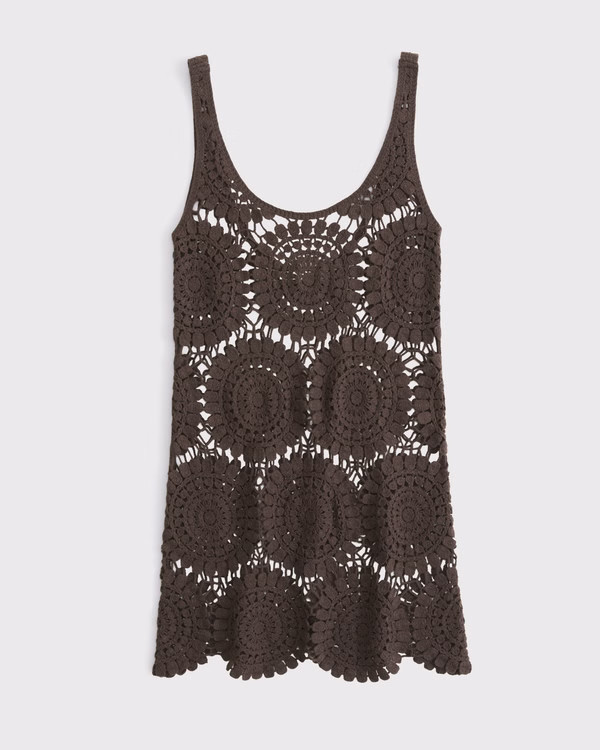 Crochet-Style Scoopneck Mini Dress Coverup | Abercrombie & Fitch (US)