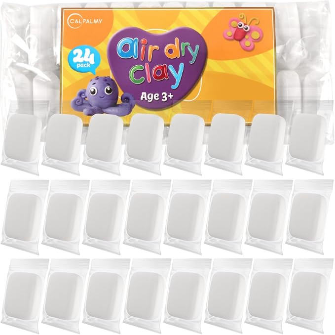 CALPALMY Air Dry Clay (8.5oz), Bulk 24-Pack White Moldable Foam Clay, Airdry Soft Clay for Kids G... | Amazon (US)