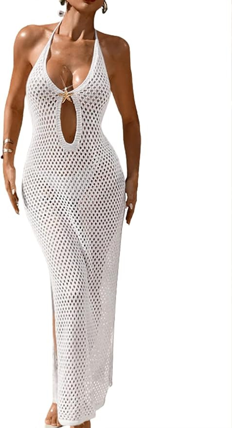 Moss Rose Swimsuit Cover Up for Women Sleeveless Crochet Bathing Suit Sexy Maxi Coverups Summer B... | Amazon (US)