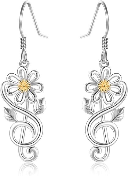Daisy Earrings,Rose Earrings,Lotus Earrings,Sunflower Earrings Sterling Silver Gold Plated Filigr... | Amazon (US)