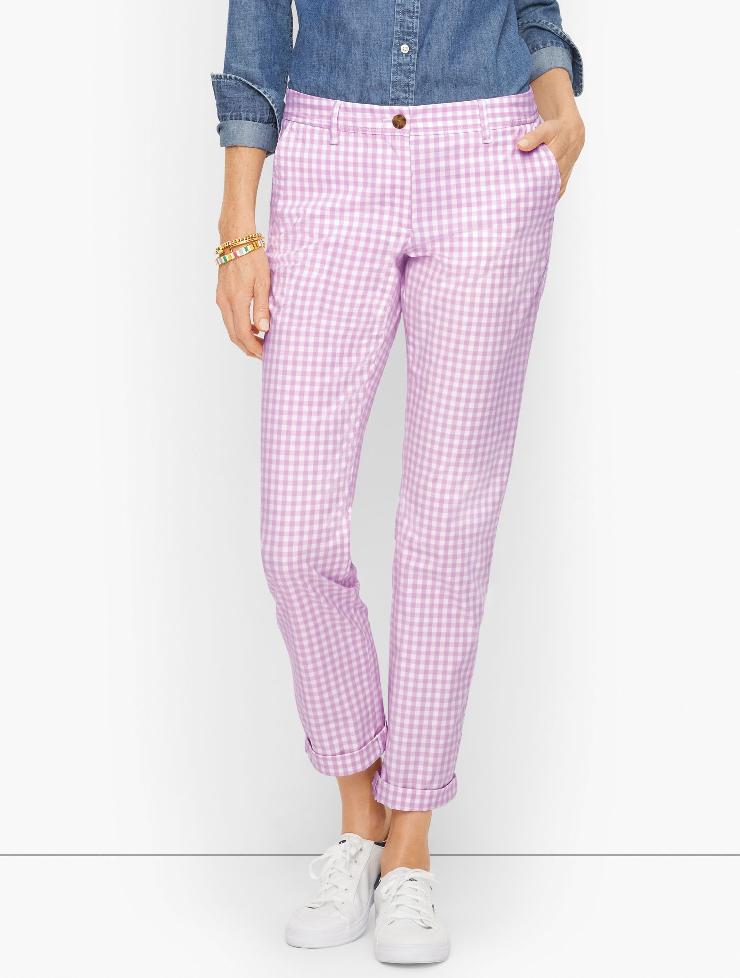 Relaxed Chinos Pants - Perfect Check - Orchid Mist - 10 Talbots | Talbots