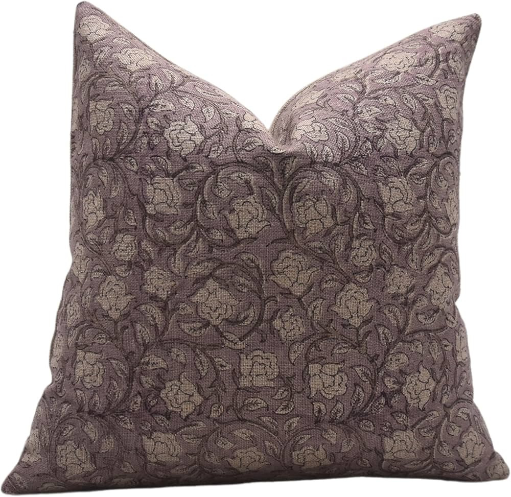 Hand Block Print Thick Linen 14X20 Throw Pillowcase Cushion Cover, Outdoor Farmhouse, Decorative ... | Amazon (US)