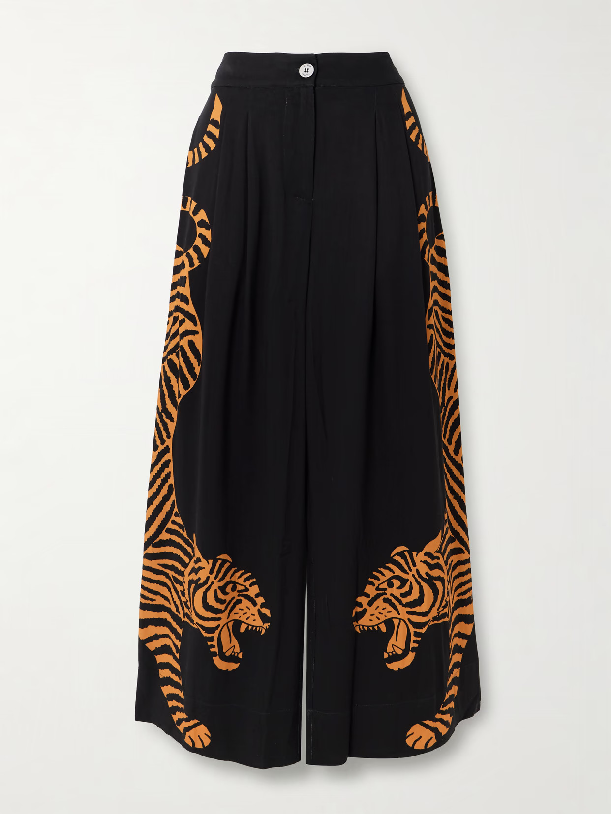 Farm Rio - Printed Twill Wide-leg Pants - Black | NET-A-PORTER (US)