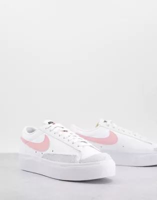 Nike Blazer Low Platform sneakers in white/pink glaze | ASOS | ASOS (Global)