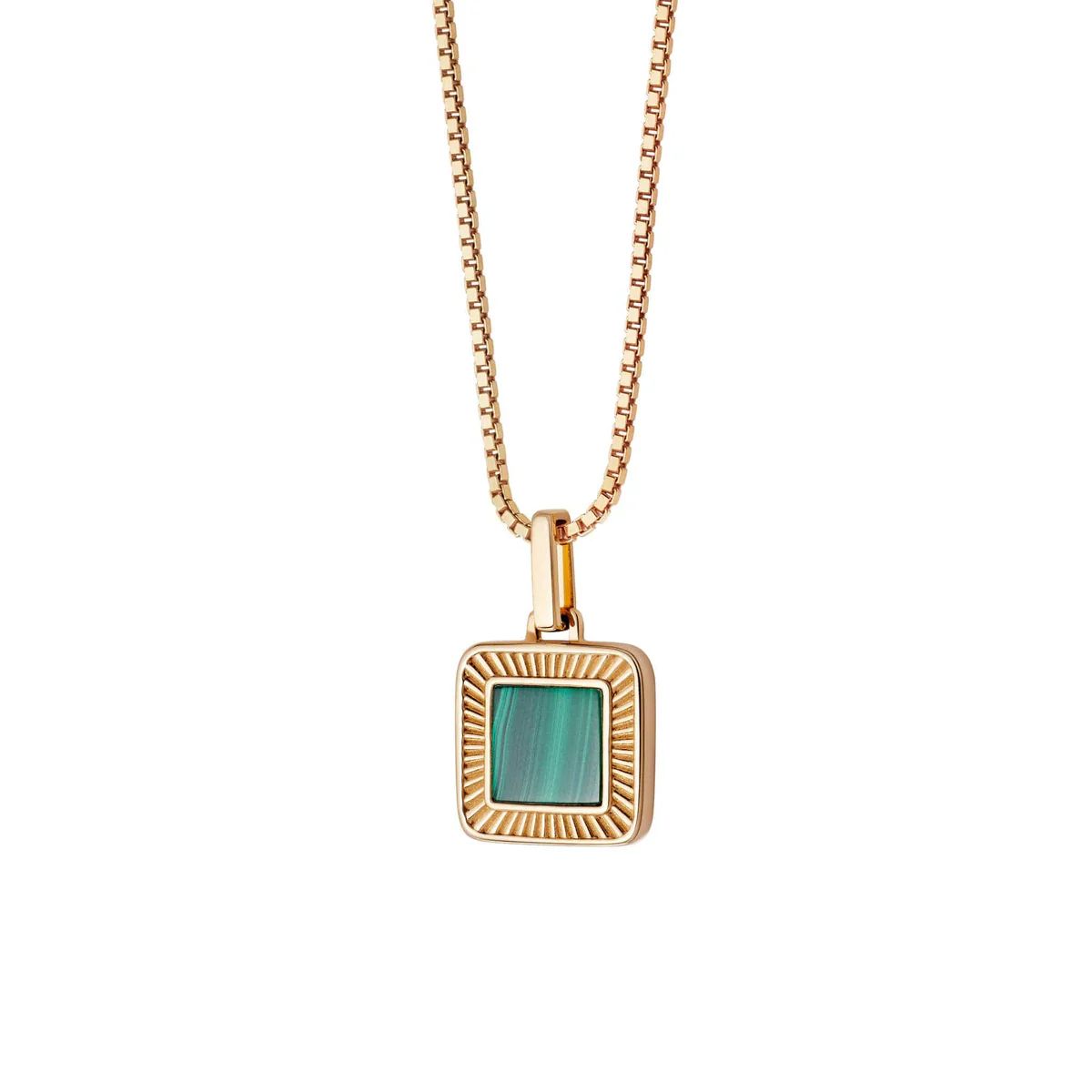 Malachite Palm Square Necklace 18ct Gold Plate | Daisy London Jewellery