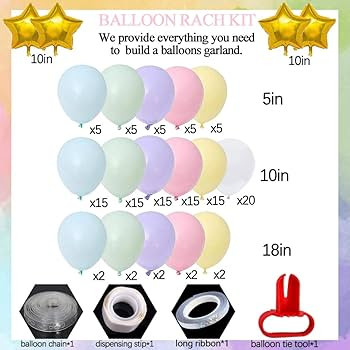 Felice Arts Pastel Unicorn Macaron Party Balloons Garland Arch Kit 17FT Rainbow Baby Shower Ice C... | Amazon (US)