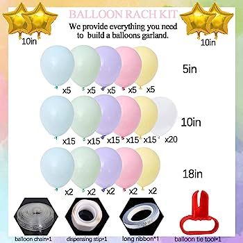 Felice Arts Pastel Unicorn Macaron Party Balloons Garland Arch Kit 17FT Rainbow Baby Shower Ice C... | Amazon (US)