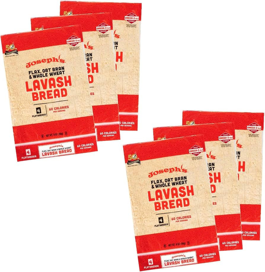 Joseph's Lavash Bread Value 6-Pack, Flax Oat Bran and Whole Wheat, Reduced Carb (4 Flatbreads per... | Amazon (US)