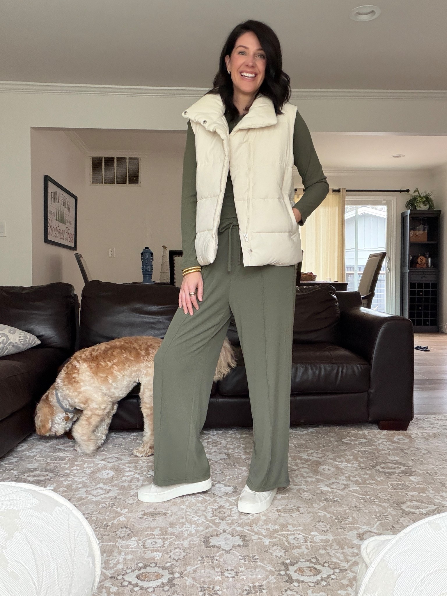 This set is honestly the best. Doesn’t wrinkle. It’s stretchy. The long sleeve is perfectly cropped and has ruching on the sides so it’s very flattering. I’m wearing a medium and am 5’9”. I also have the navy color. It’s a wonderful travel outfit  

#LTKootd #LTKFindsUnder50 #LTKHoliday