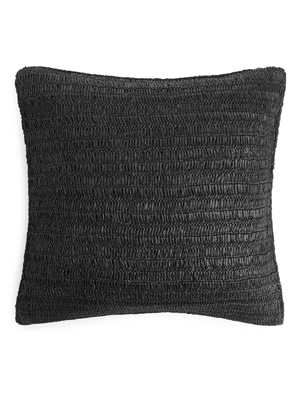 Raffia Straw Cushion Cover 50 x 50 - Black - ARKET GB | ARKET (US&UK)