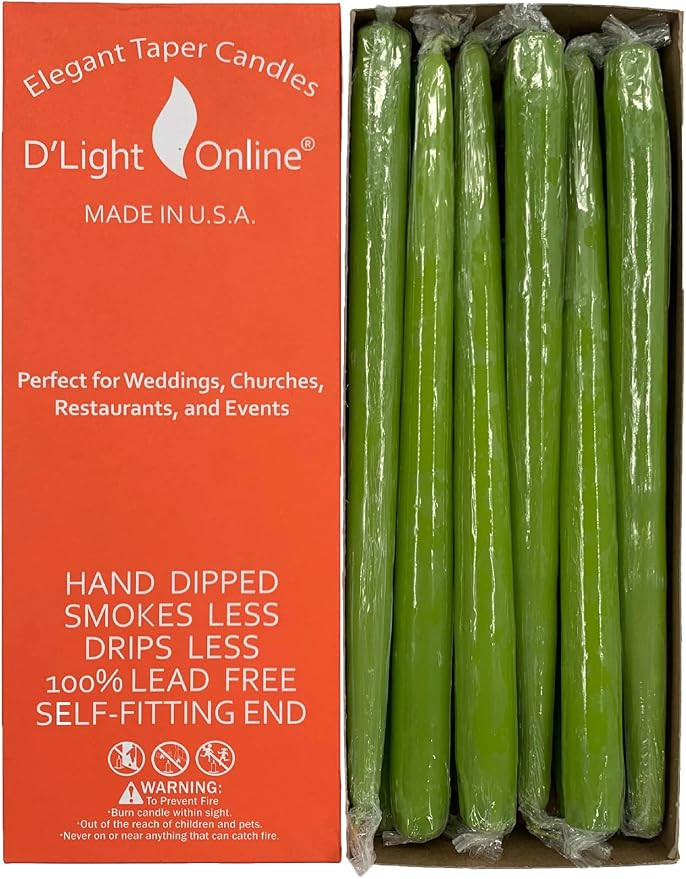 D'light Online Elegant 10" Unscented Fresh Lime Green Tapered Candles Premium Quality Candles Han... | Amazon (US)