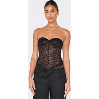 Black Lace Bandeau Corset | PrettyLittleThing US