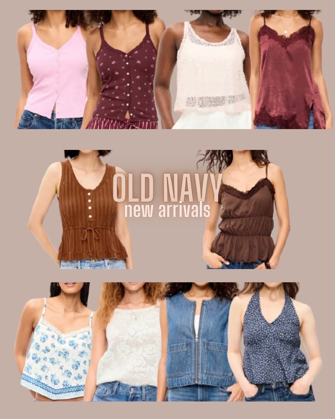 50% off until tomorrow!!!

Old navy 
Tank top
Denim top
Lace top

#LTKSaleAlert