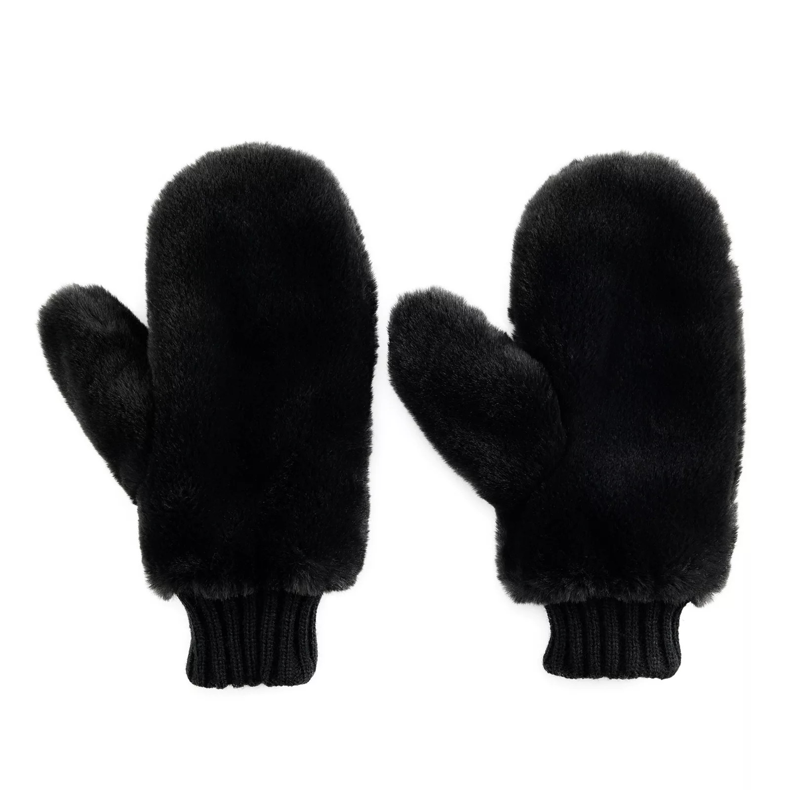 Women's LC Lauren Conrad Faux Fur Mittens, Black | Kohl's