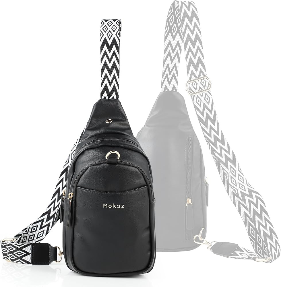 Mokaz Sling Bag for Women Crossbody Fanny Pack Anti-Theft PU Fleece Fabric Purse Detachable Shoul... | Amazon (US)